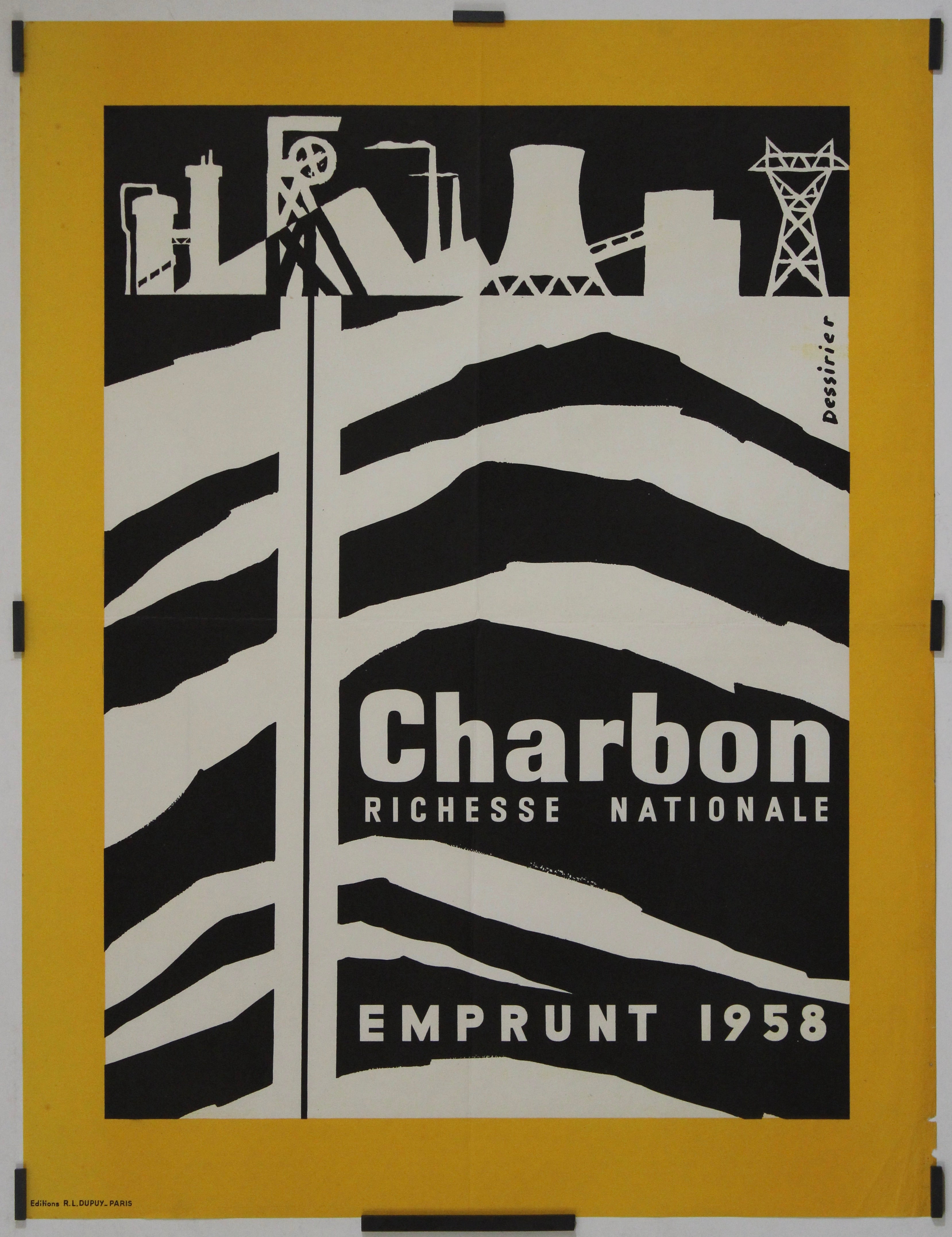 Affiche Poster Charbon Richesse Nationale 1962 - Reproduction 50x70 Cm Sur Papier 300g
