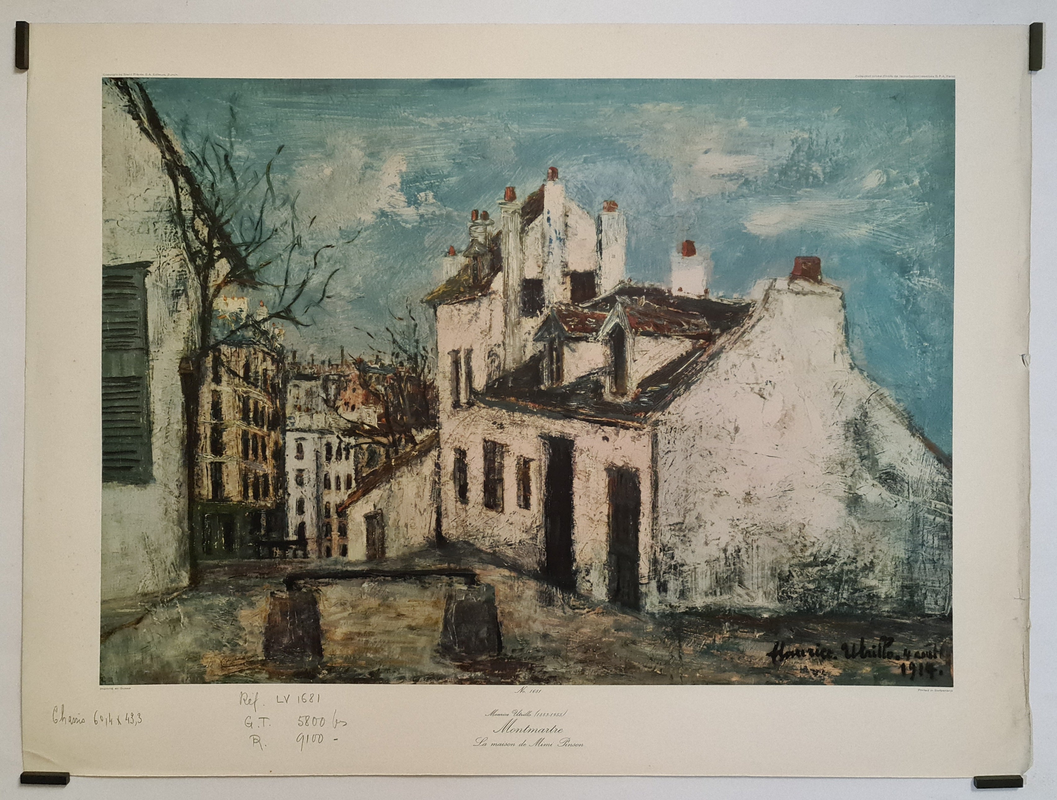 Montmatre, la maison de Mimi Pinson (1914) Circa 1960, Utrillo