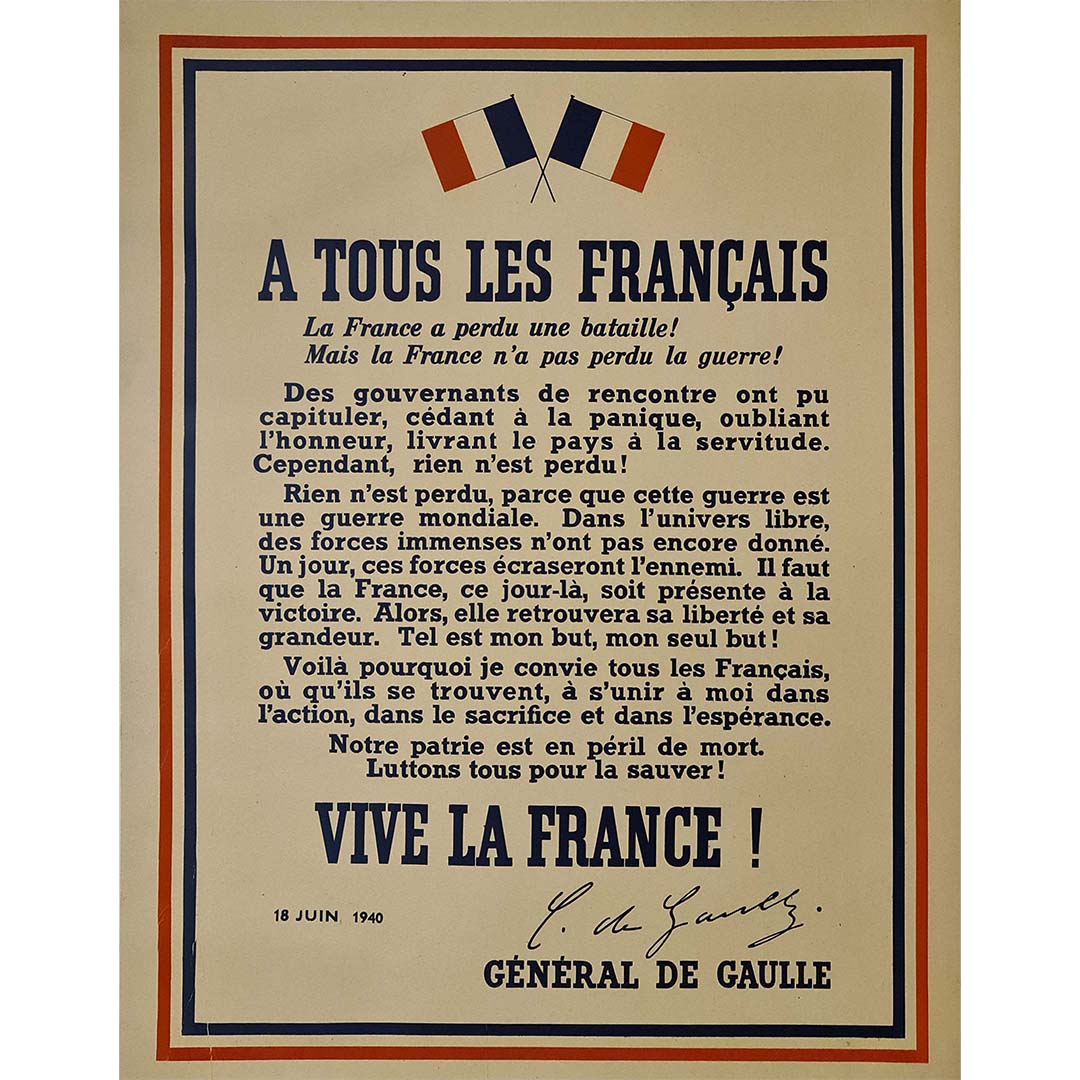 A tous les Français - Appel du 18 Juin 1940 Circa 1945 – Galerie 1881