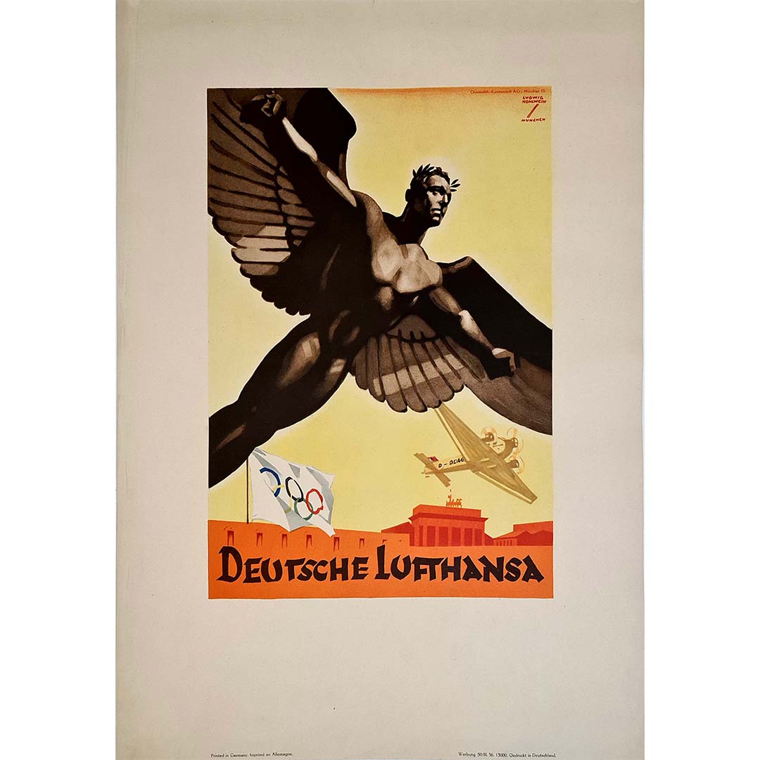 Deutsche Lufthansa 1936, Hohlwein Ludwig, Original Poster, Affiche