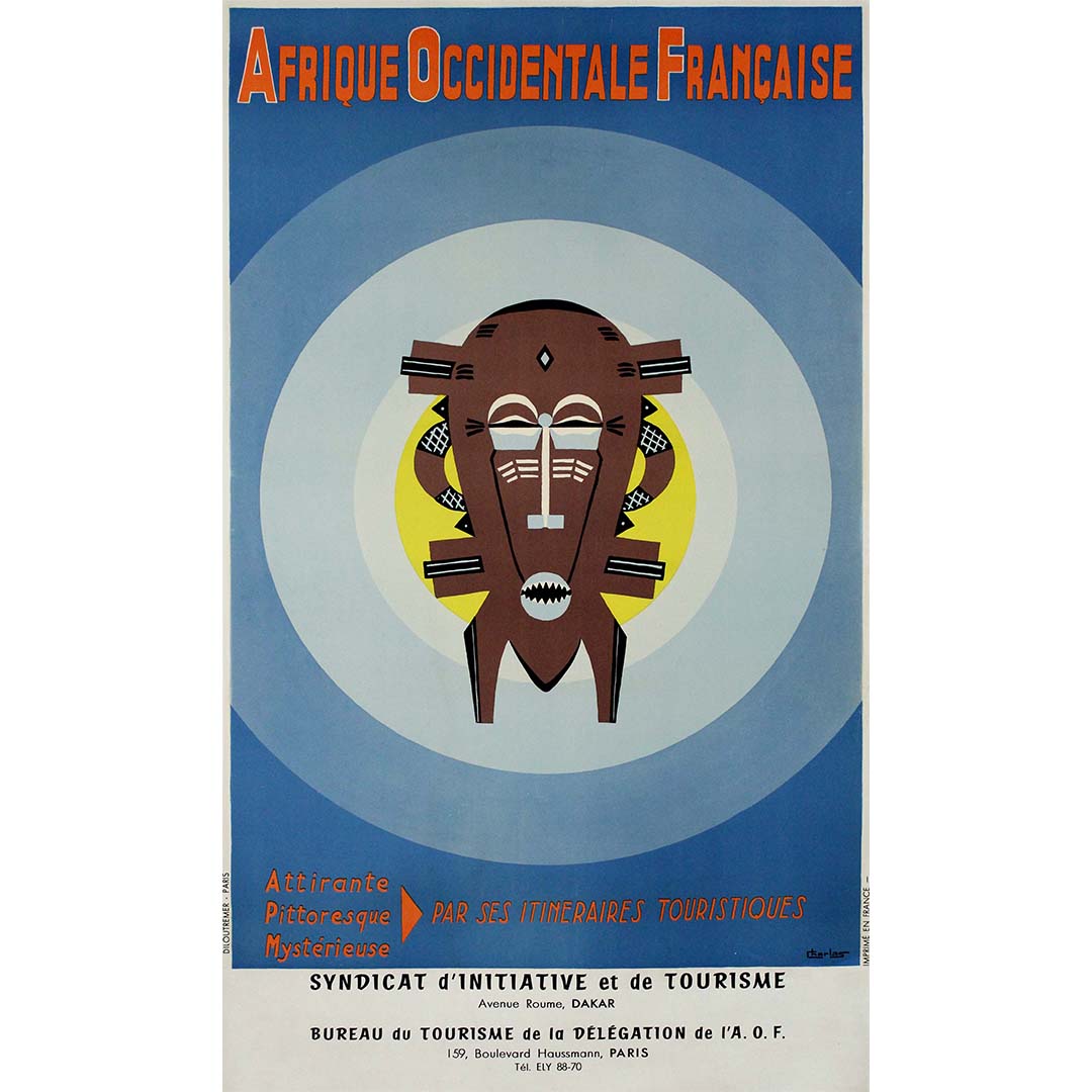 Carte coloniale Léo Craste de L'Afrique Occidentale Française 1951 Carte coloniale Léo Craste de L'Afrique Occidentale Française 1951