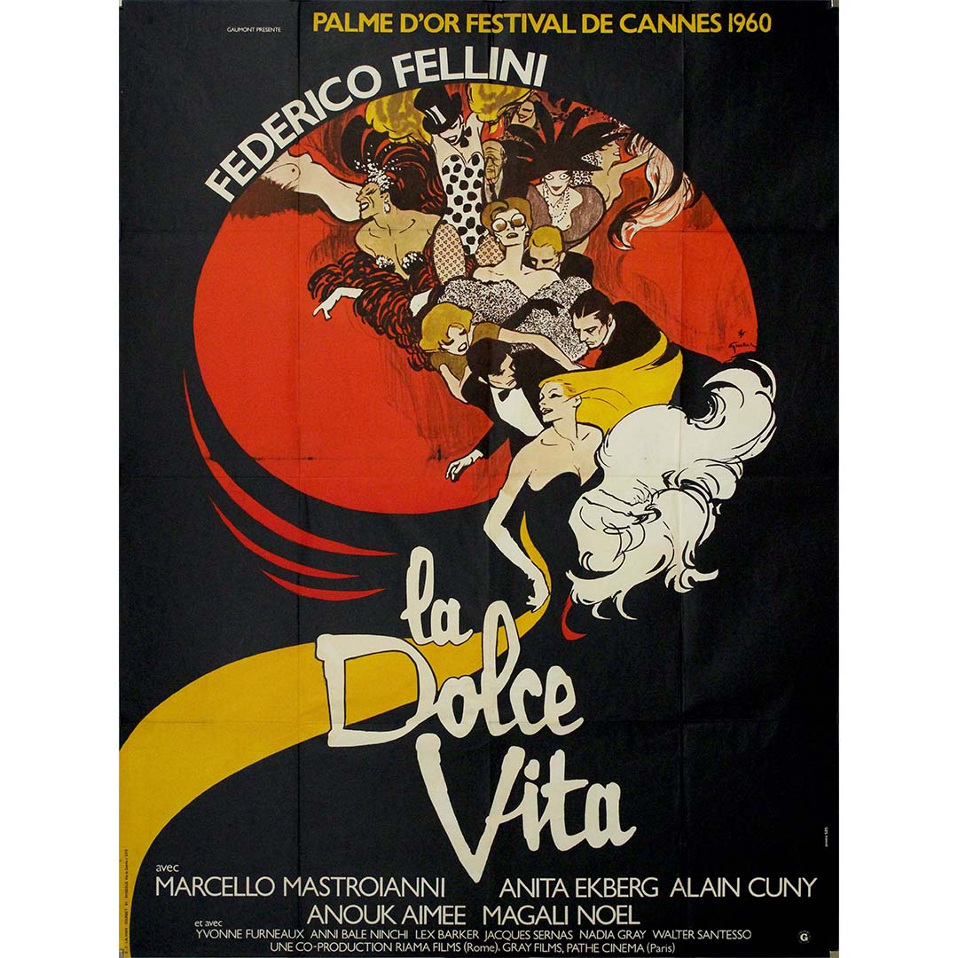 La Dolce Vita de Federico Fellini (1960) Circa 1970, Gruau, Poster