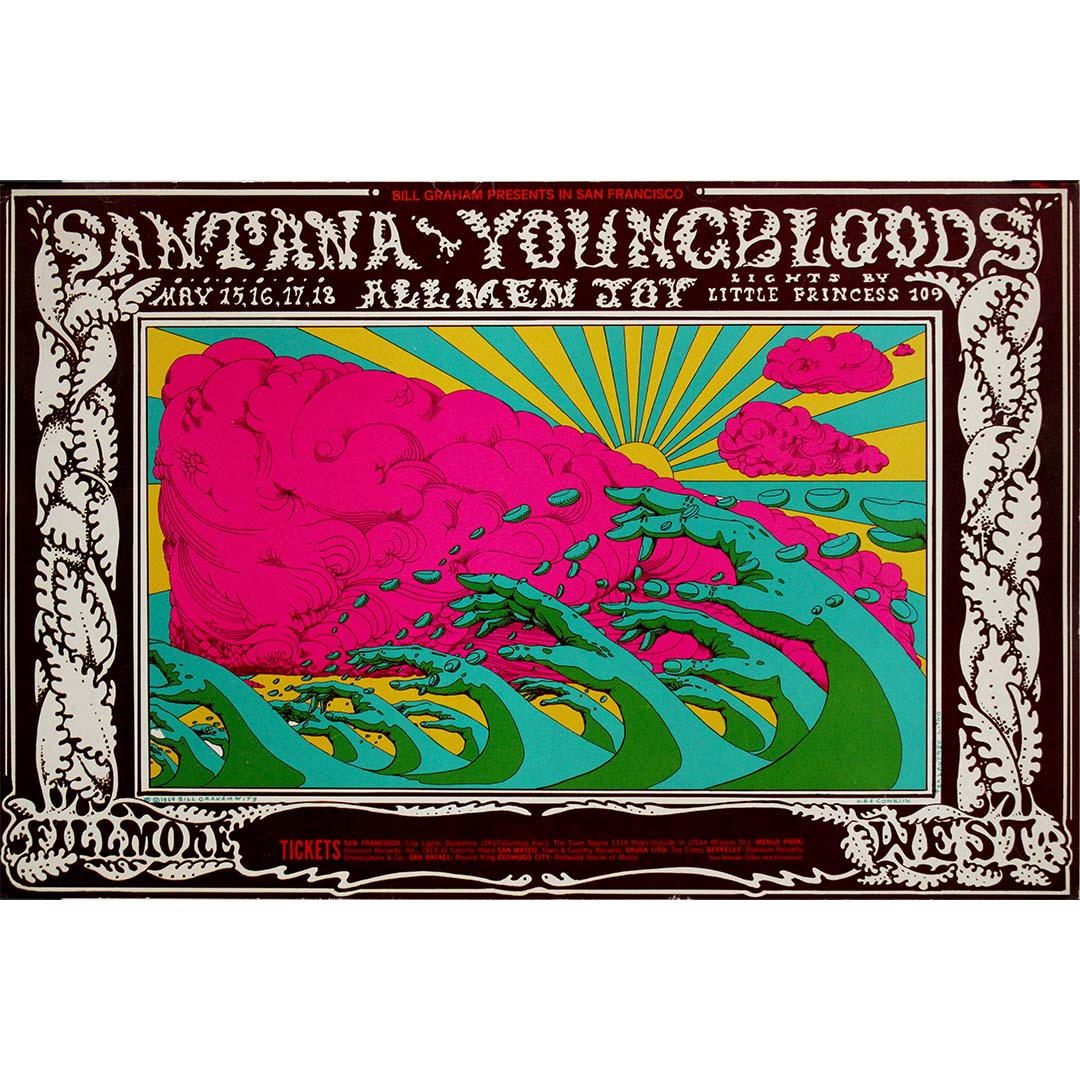 Santana & Youngbloods all men joy 1969, Original Poster, Affiche