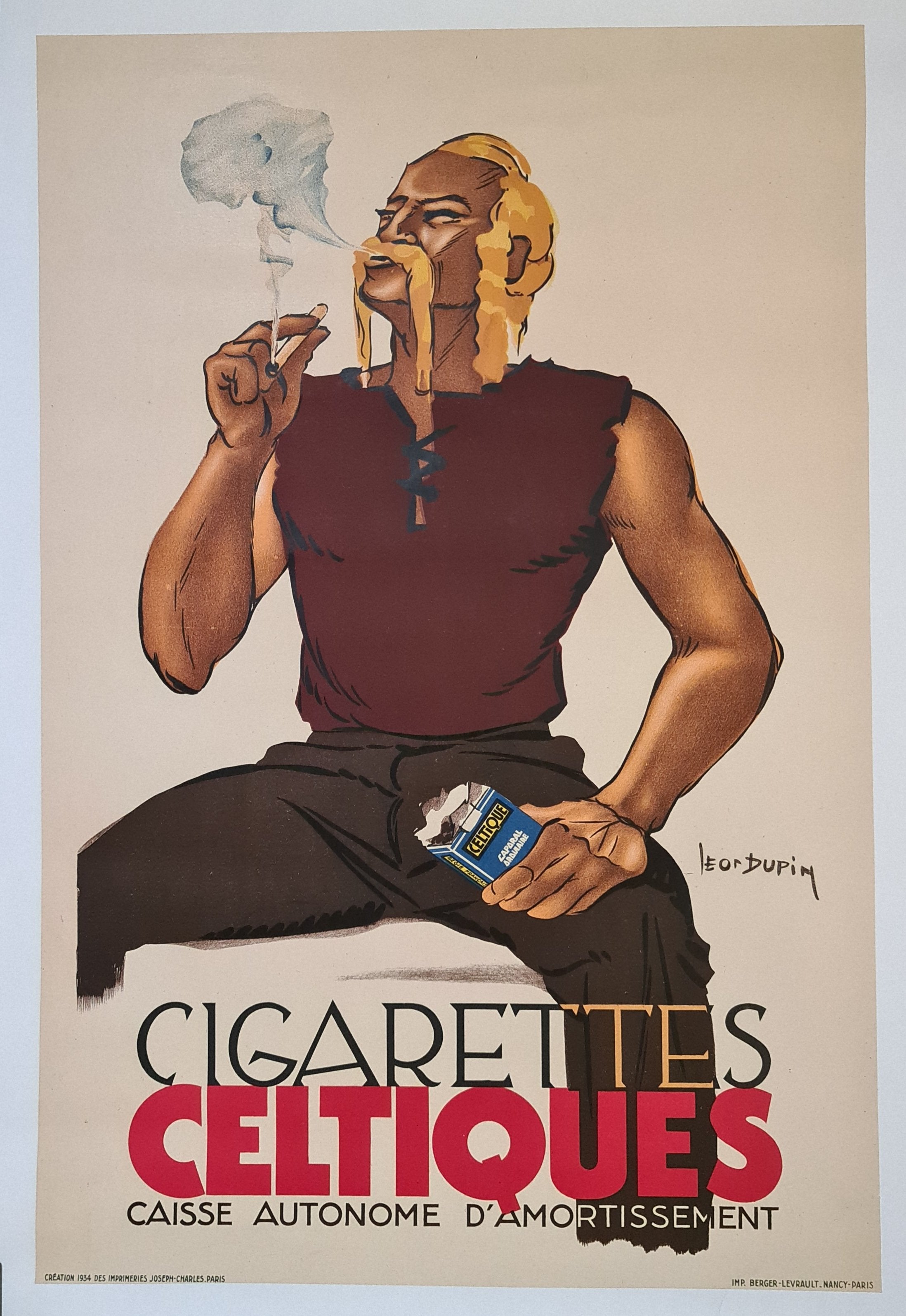 1934 Cigarettes Celtiques by Leon Dupin French Tobacco Advertising