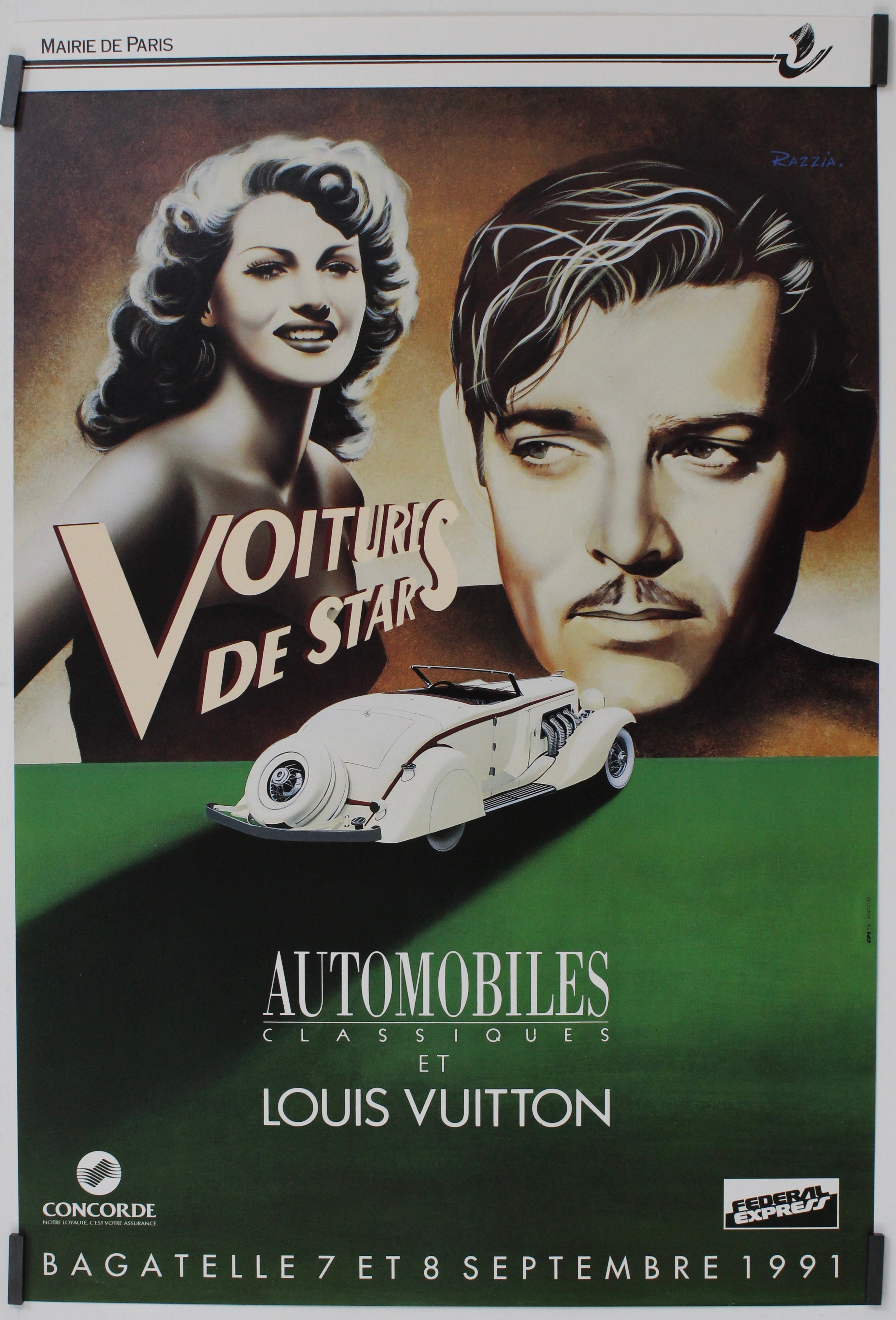Original vintage poster RAZZIA - Automobiles Classics et Louis Vuitton  Celebrities car - 1991