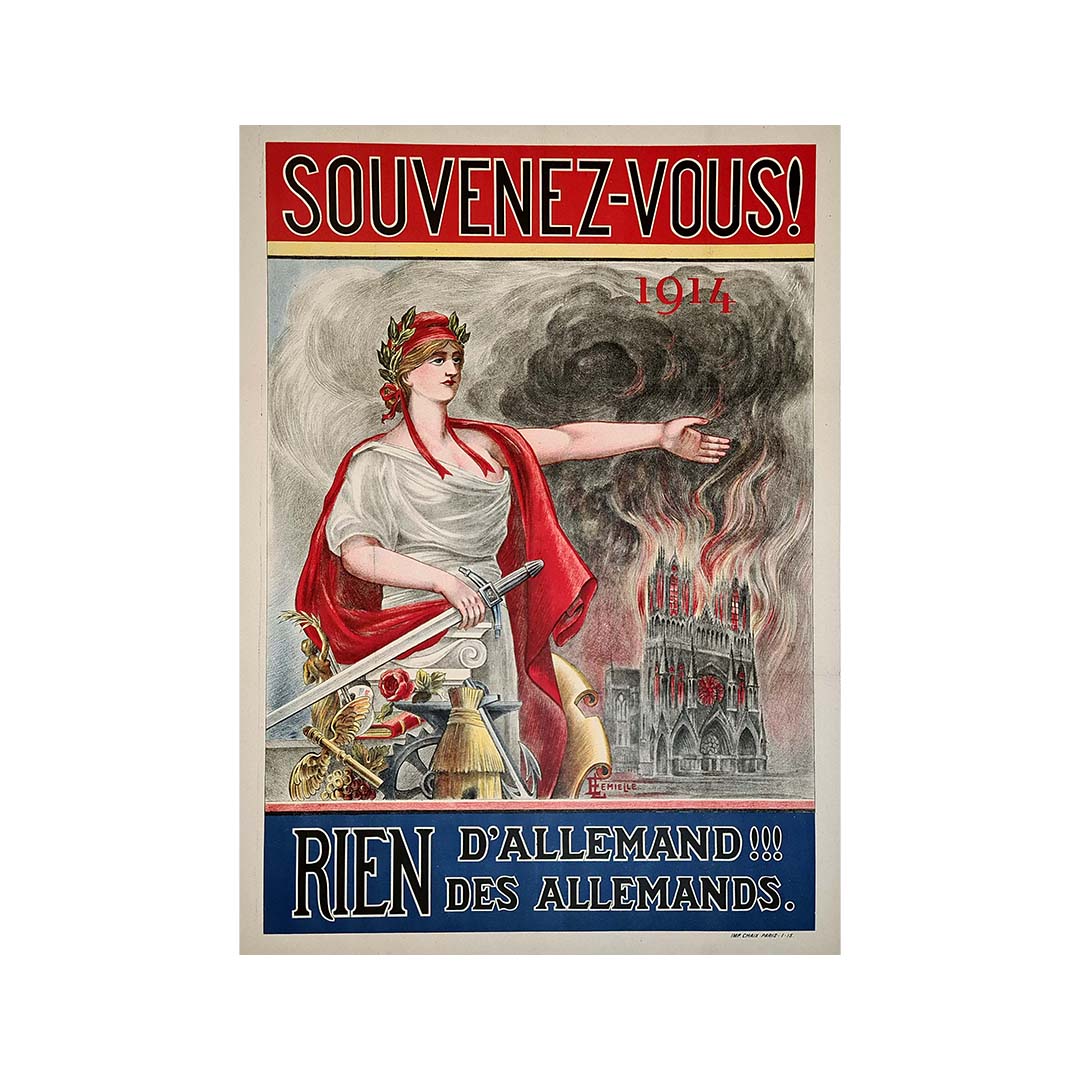 Affiche Originale Allemande 1914-1918 - Le Grand état-major Allemand - Rétro, Thème Militaire