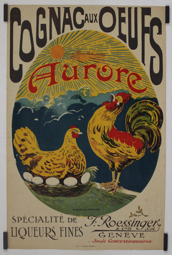 額装済/La planche a oeufs/アープ/ポスター/インテリア Cognac aux oeufs - Aurore 1921, Gautolai, Original Poster, Affiche