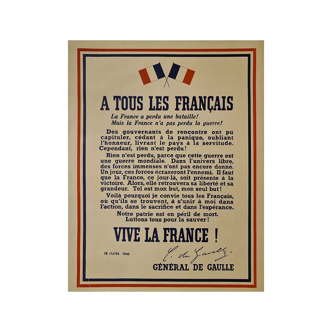 A tous les Français - Appel du 18 Juin 1940 Circa 1945 – Galerie 1881