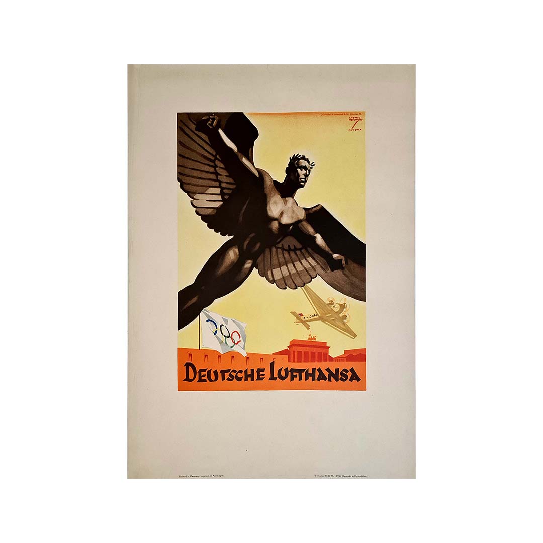 Deutsche Lufthansa 1936, Hohlwein Ludwig, Original Poster, Affiche