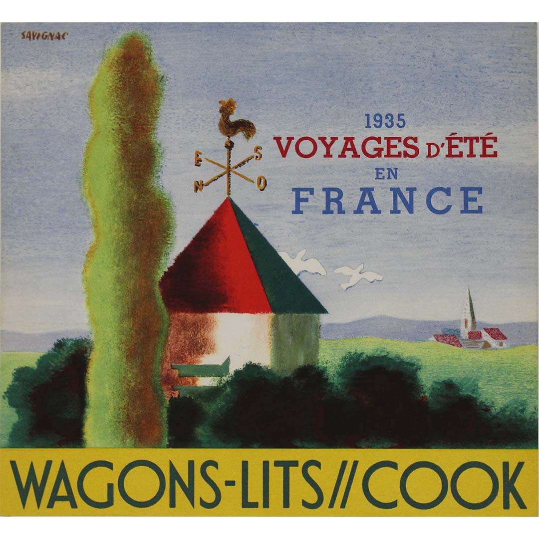 Savignac WAGONS-LITS COOK リトグラフ Voyages d'été en France wagons-lits cook 1935, Savignac, Original