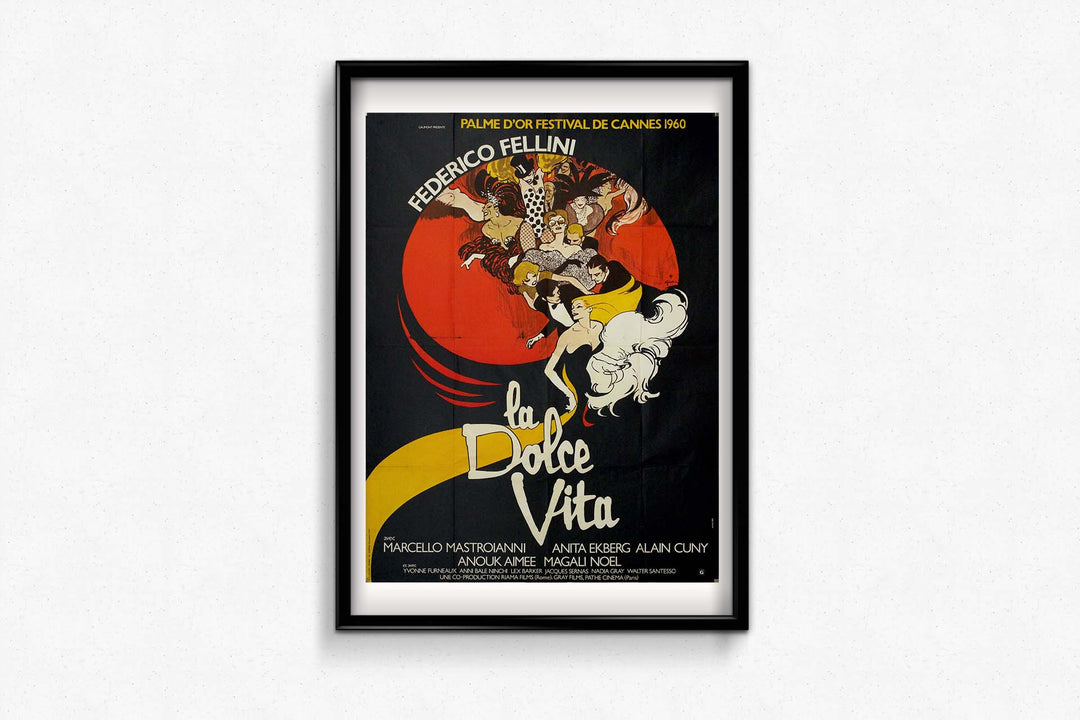 La Dolce Vita de Federico Fellini (1960) Circa 1970, Gruau, Poster
