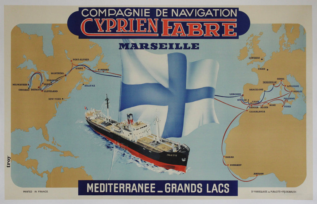 Poster Vintage Cyprien Fabre Bateau Rogn - Affiche HQ 50x70cm, Neuf Sous Tube