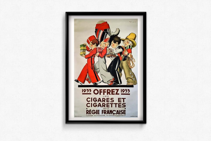 Offrez les cigares et cigarettes de la rgie franaise 1933 Vincent Ren  Original Vintage Poster Affiche Ancienne Originale  Galerie 1881