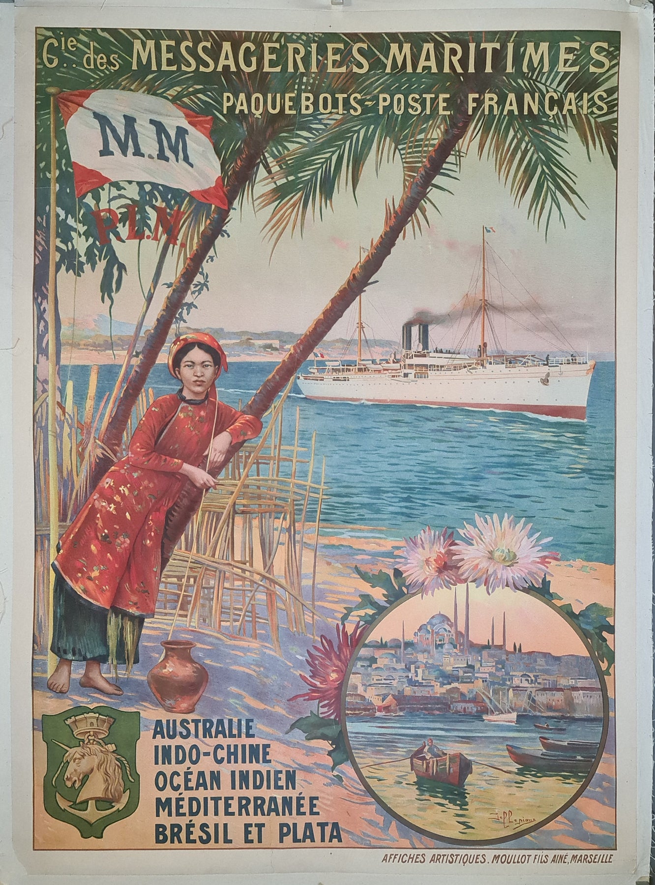 Paris-Lyon-Méditerranée Messageries Maritimes, 1909 de Frederic Hugo d'Alési en poster, tableau sur toile et plus Paris-Lyon-Méditerranée Messageries Maritimes, 1909 de Frederic Hugo d'Alési en poster, tableau sur toile et plus