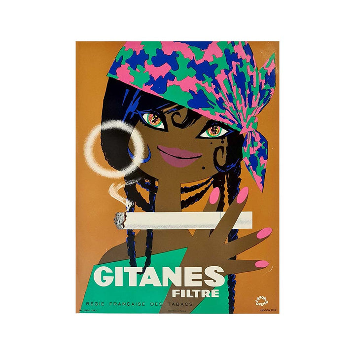 Gitanes by Lefor Openo 1960s リトポスター Old vintage advertisement poster - Gitanes cigarettes from
