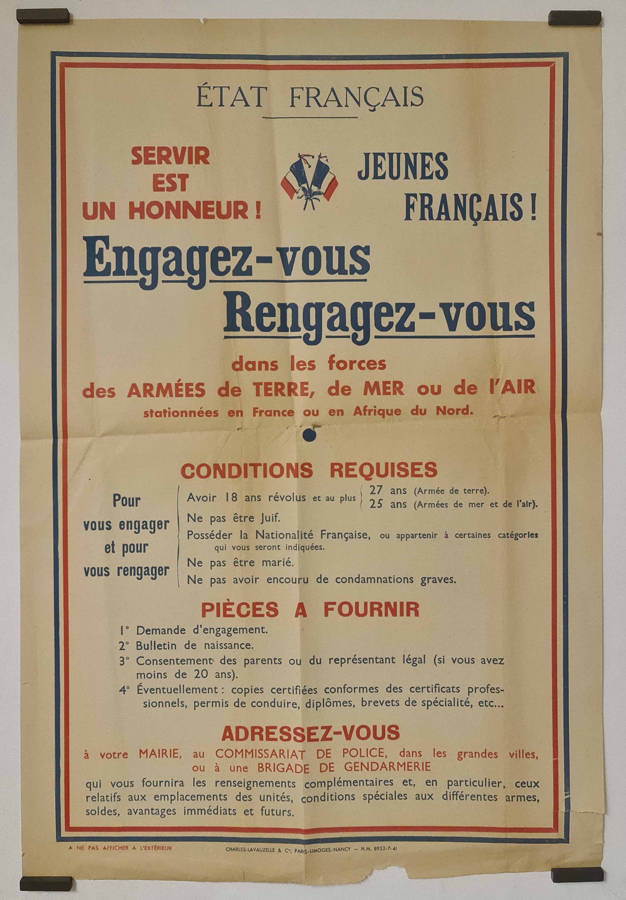 Jeunes français ! engagez-vous rengagez-vous 1941 – Galerie 1881