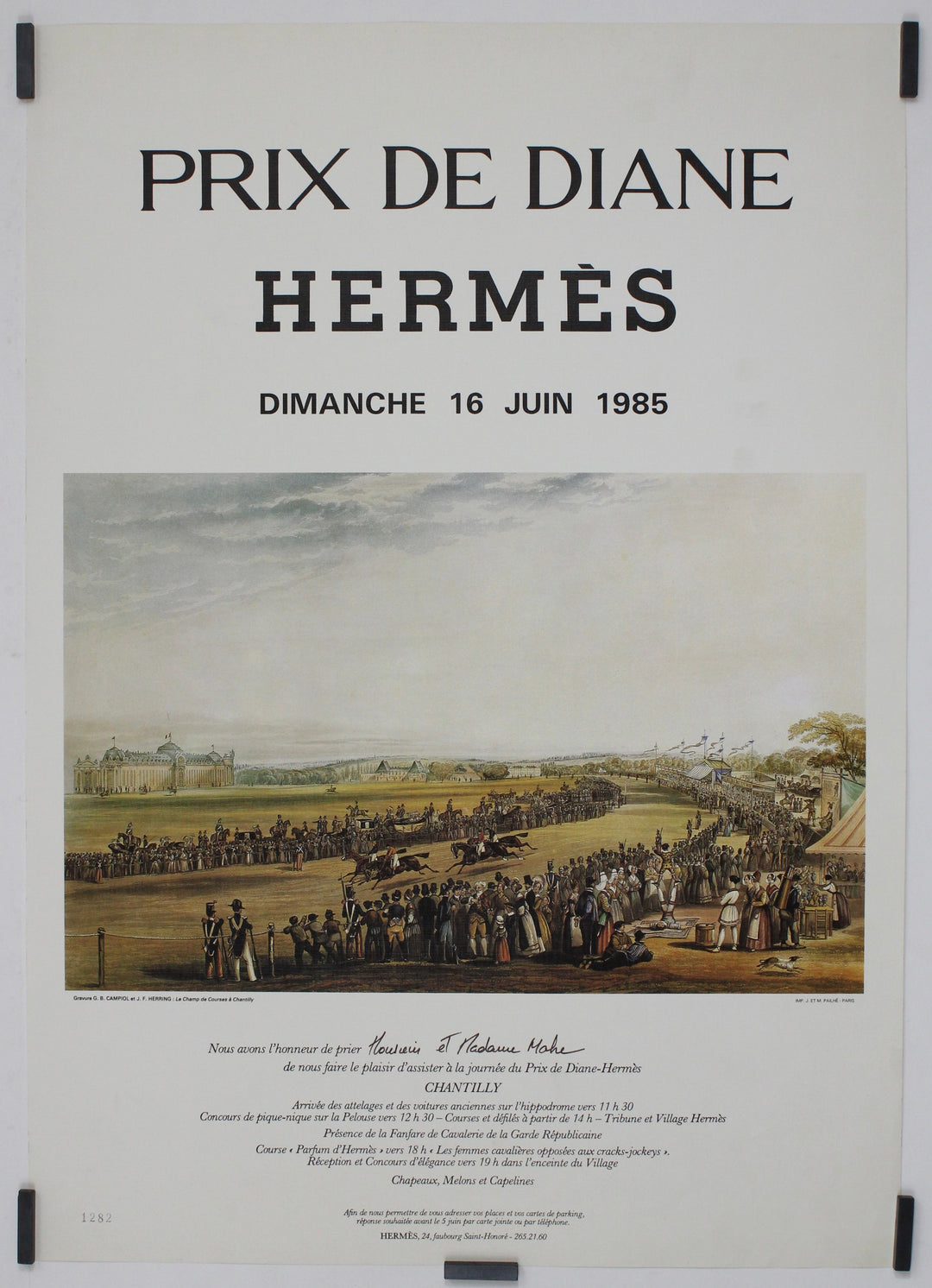 Prix \u200b\u200bde Diane Hermès Le champ de courses à Chantilly 1985, Campiol \u0026amp;  Herring, Affiche originale, Affiche Originale – Galerie 1881, image size:1080x1492